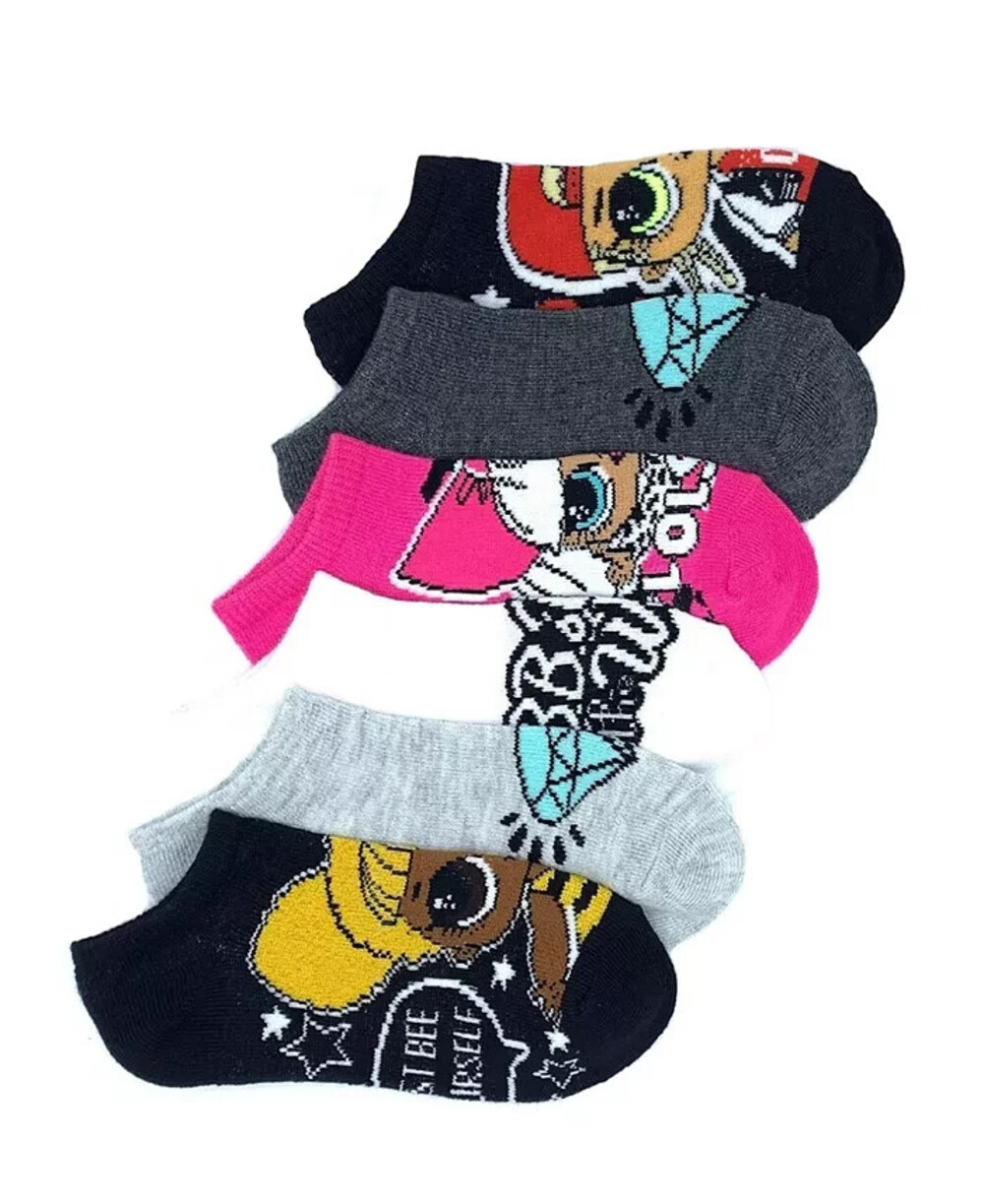 LOL Surprise! No Show Socks Girls 6-8.5 Multicolor Pair of 6 Superior Comfort